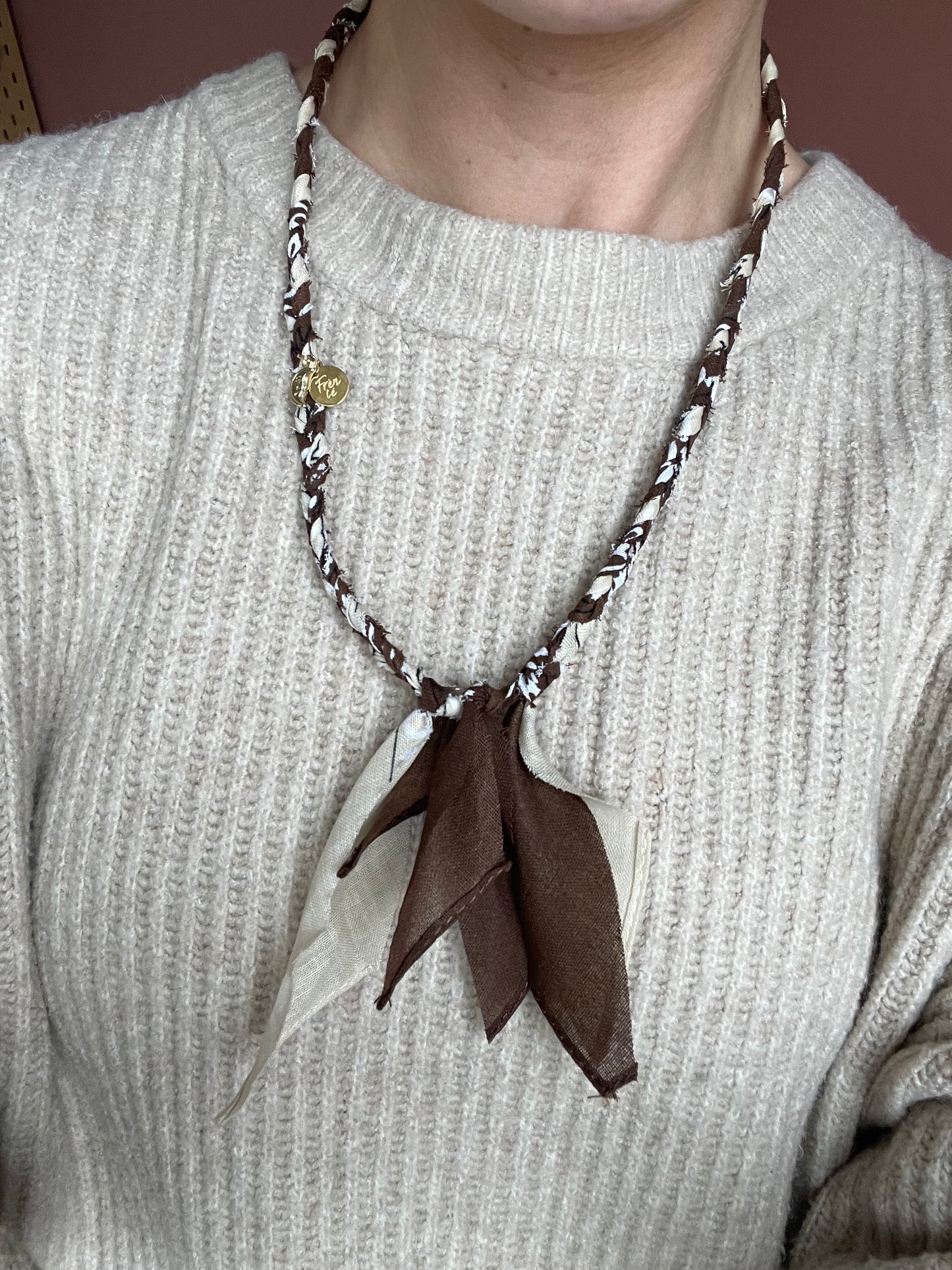 Bandana ketting | Beige and brown