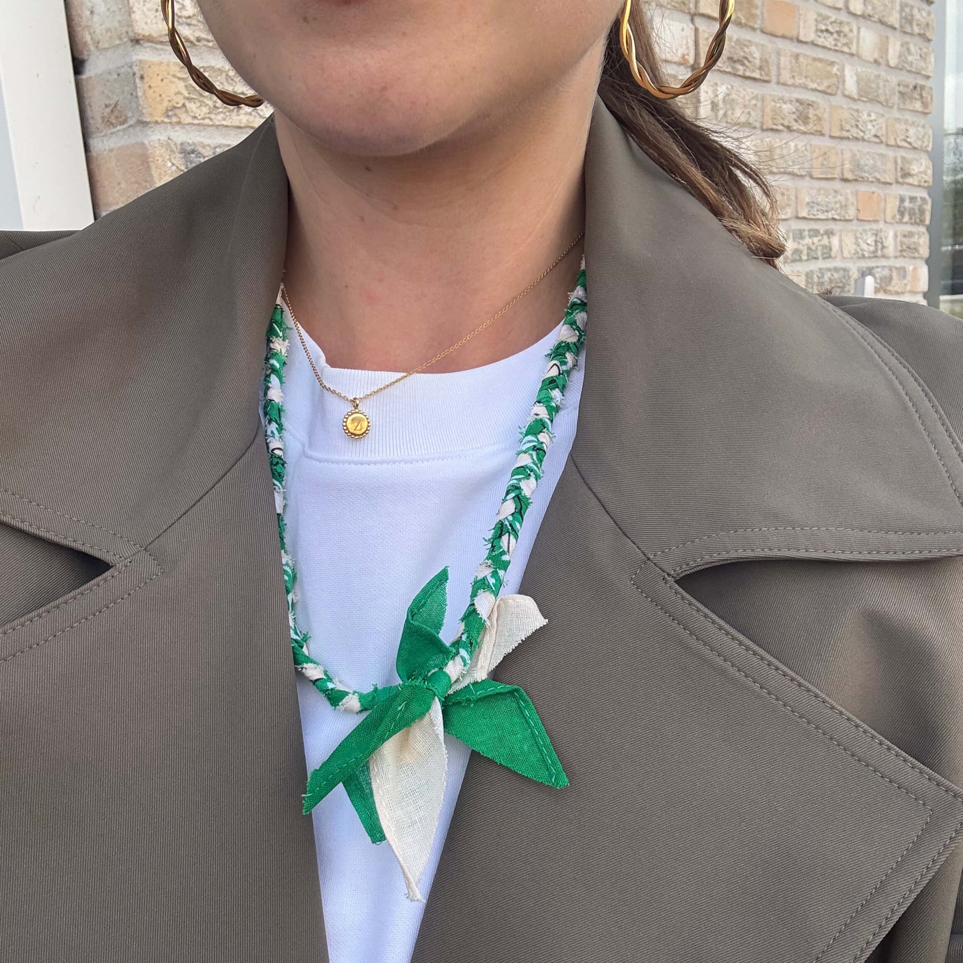 handgemaakte groene bandana ketting 