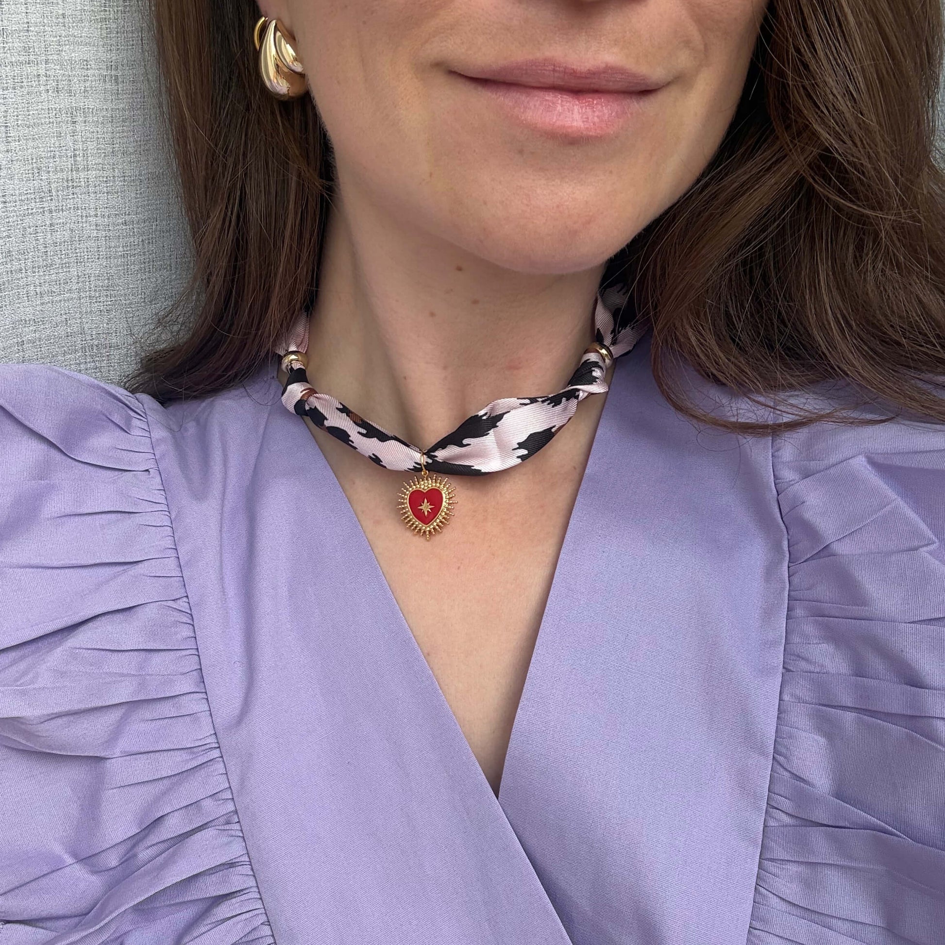 Chocker ketting panter print sjaaltje gouden bedels