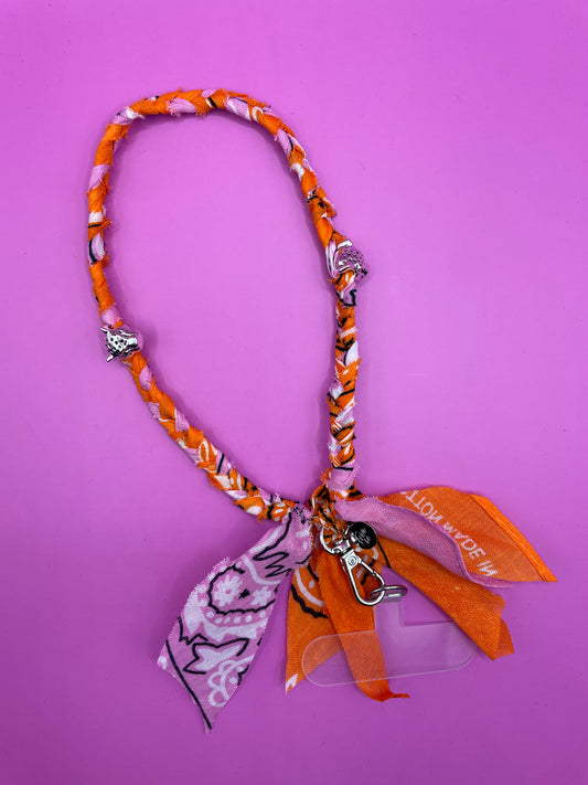 Telefoonkoord kort | Orange and pink panter
