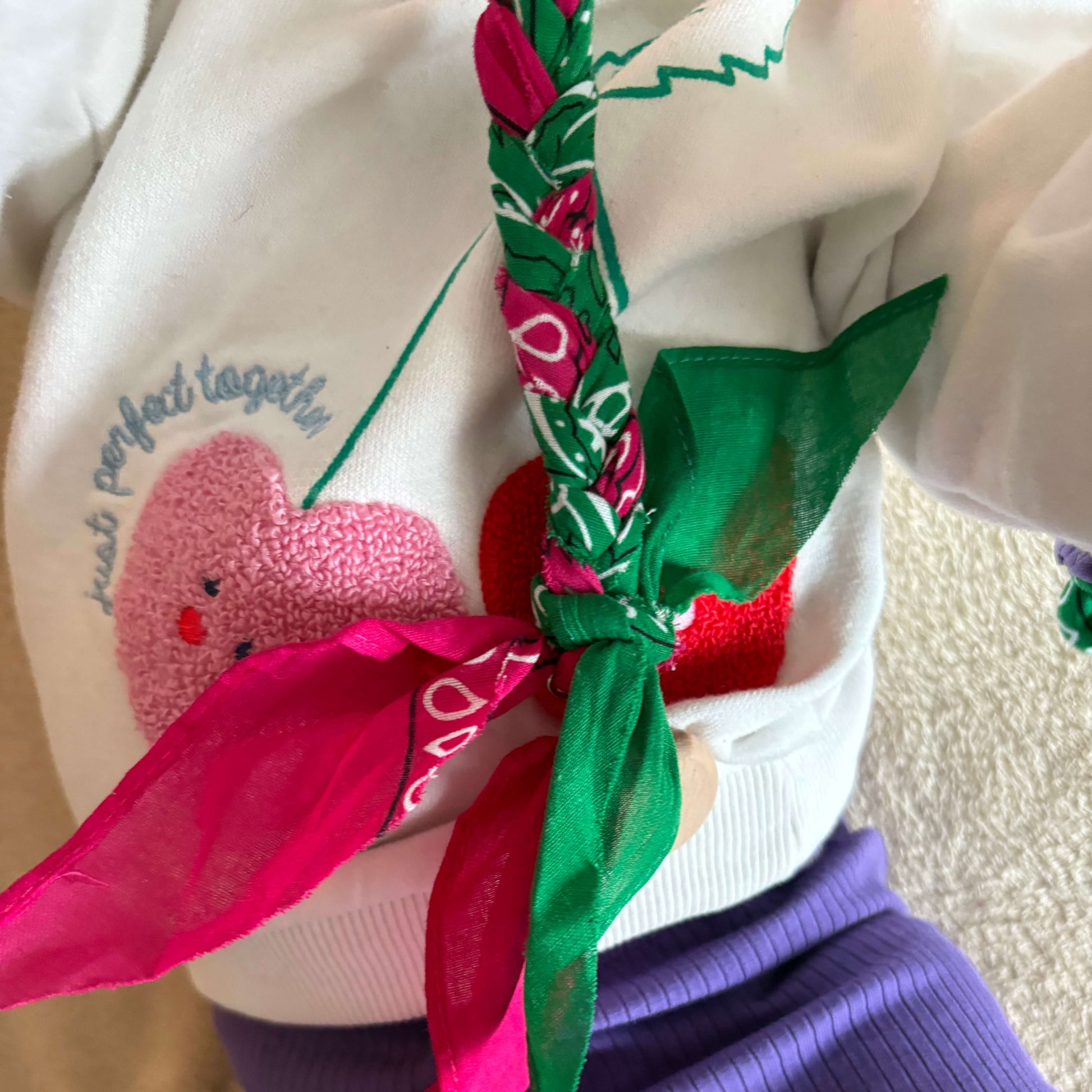 Bandana speenkoord baby roze en groen baby cadeau